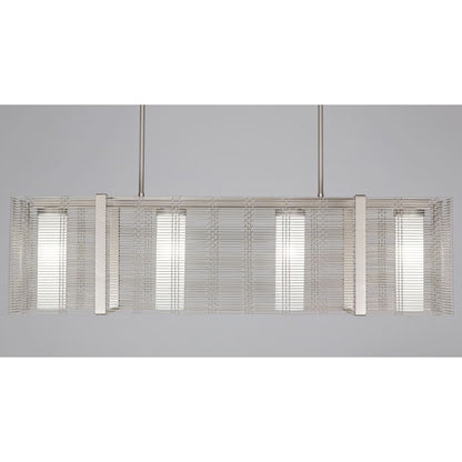 Hammerton Studio Downtown Mesh 4 Light 45" Wide Chandelier - Medium (E26) with Frosted Glass Inner Shades and Finished to Match Outer Metal Shade