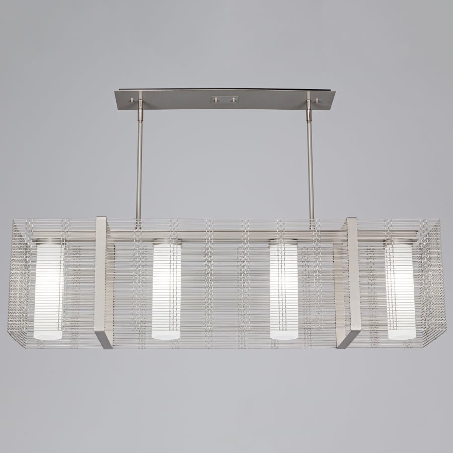 Hammerton Studio Downtown Mesh 4 Light 45" Wide Chandelier - Medium (E26) with Frosted Glass Inner Shades and Finished to Match Outer Metal Shade