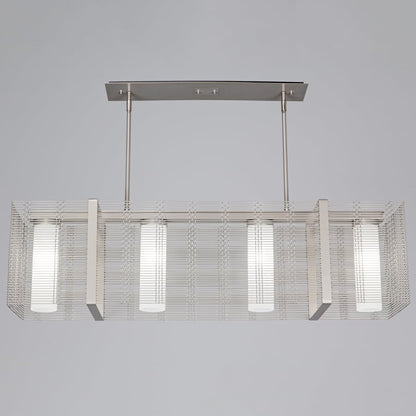 Hammerton Studio Downtown Mesh 4 Light 45" Wide Chandelier - Medium (E26) with Frosted Glass Inner Shades and Finished to Match Outer Metal Shade