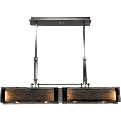Hammerton Studio Urban Loft 44" Wide Artisan Crafted Linear Chandelier with Hand Textured Glass