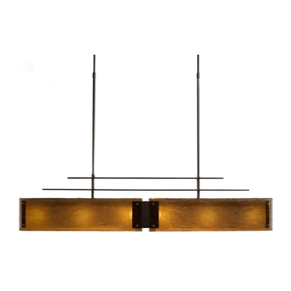 Hammerton Studio Urban Loft Parallel 44" Wide Artisan Crafted Linear Chandelier with Hand Textured Glass