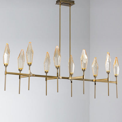 Hammerton Studio Rock Crystal 67" Wide 10 Light Hand Blown Glass Linear LED Chandelier