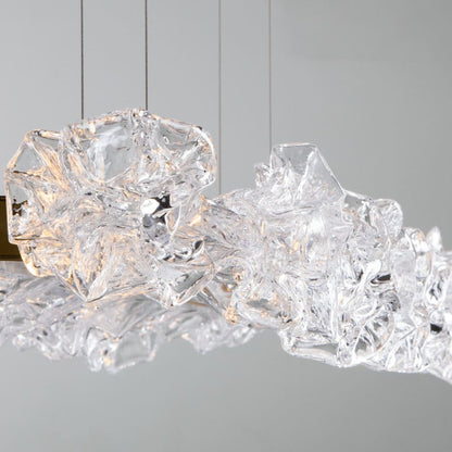 Hammerton Studio Blossom 60" Wide LED Linear Chandelier with Clear Blossom Blown Glass Shades