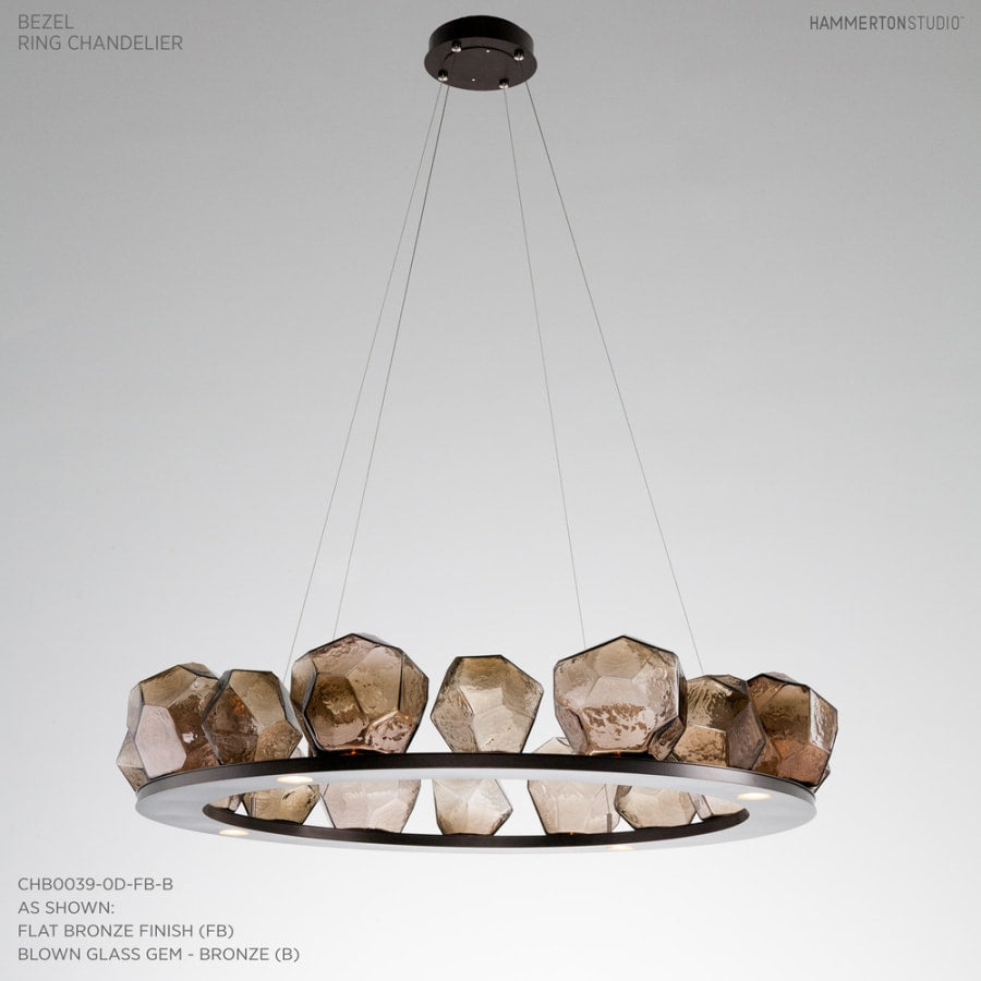 Hammerton Studio Gem 48" Wide 20 Light Hand Blown Glass LED Ring Chandelier