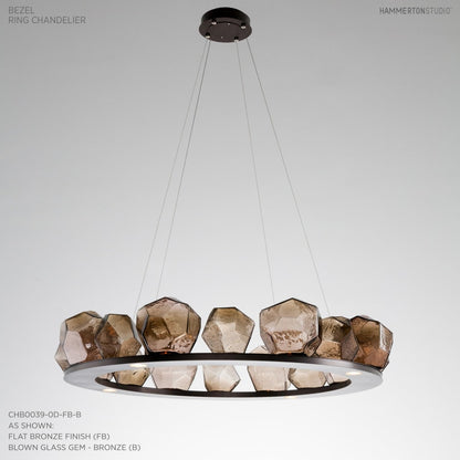 Hammerton Studio Gem 48" Wide 20 Light Hand Blown Glass LED Ring Chandelier