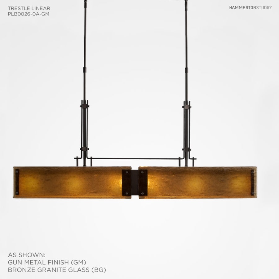 Hammerton Studio Urban Loft 44" Wide Artisan Crafted Linear Chandelier with Hand Textured Glass