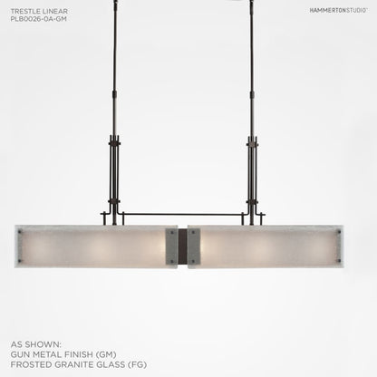 Hammerton Studio Urban Loft 44" Wide Artisan Crafted Linear LED Chandelier with Hand Textured Glass
