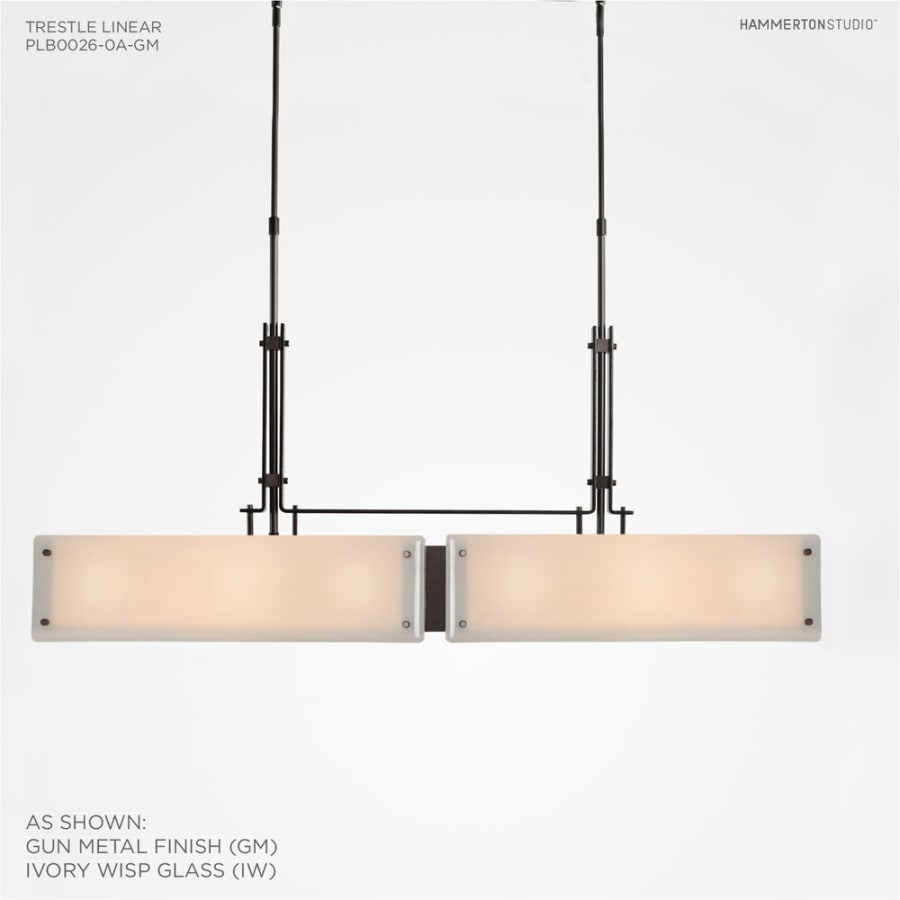 Hammerton Studio Urban Loft 44" Wide Artisan Crafted Linear LED Chandelier with Hand Textured Glass