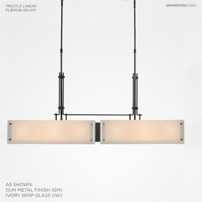 Hammerton Studio Urban Loft 44" Wide Artisan Crafted Linear LED Chandelier with Hand Textured Glass