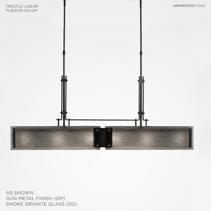 Hammerton Studio Urban Loft 44" Wide Artisan Crafted Linear LED Chandelier with Hand Textured Glass