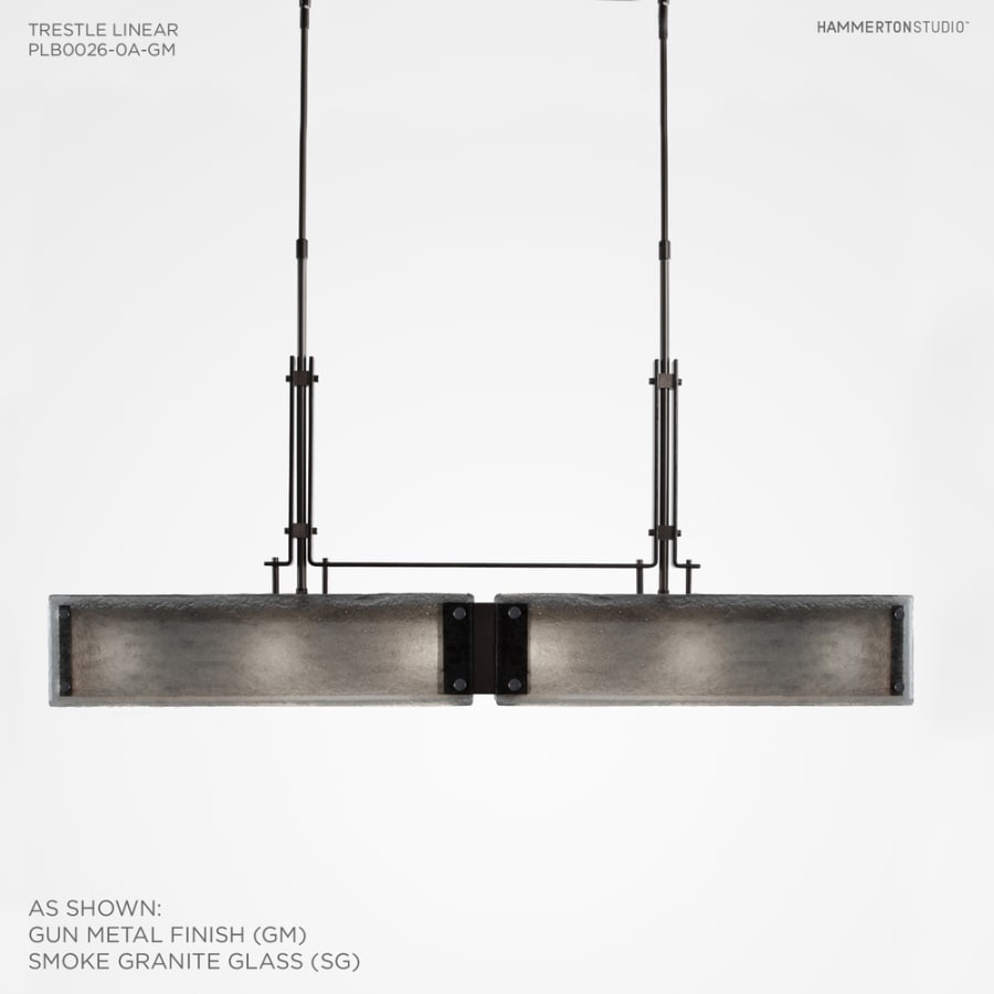 Hammerton Studio Urban Loft 44" Wide Artisan Crafted Linear Chandelier with Hand Textured Glass