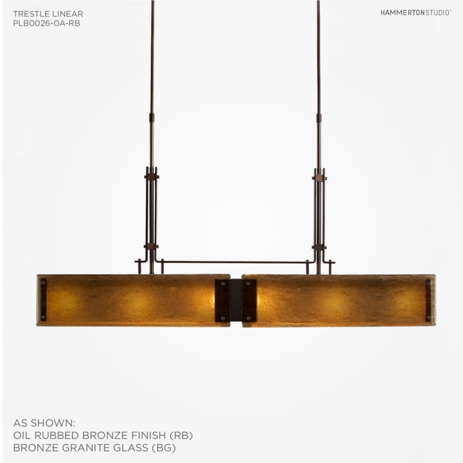Hammerton Studio Urban Loft 44" Wide Artisan Crafted Linear LED Chandelier with Hand Textured Glass