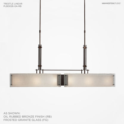 Hammerton Studio Urban Loft 44" Wide Artisan Crafted Linear LED Chandelier with Hand Textured Glass