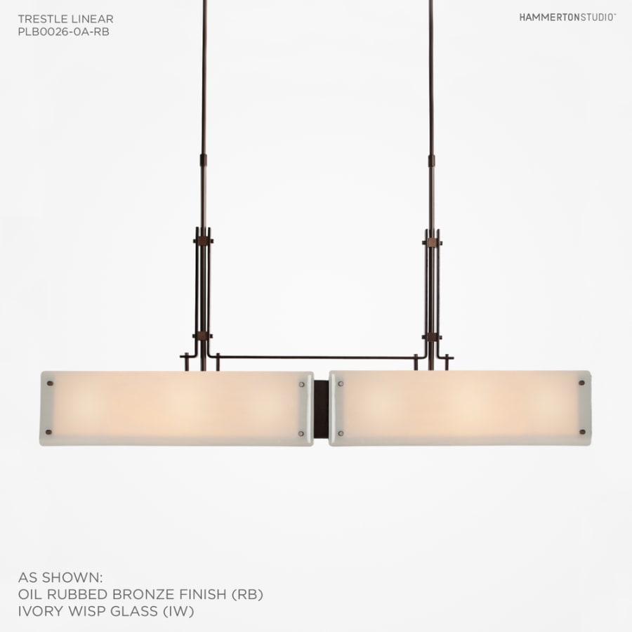 Hammerton Studio Urban Loft 44" Wide Artisan Crafted Linear LED Chandelier with Hand Textured Glass