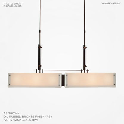 Hammerton Studio Urban Loft 44" Wide Artisan Crafted Linear LED Chandelier with Hand Textured Glass