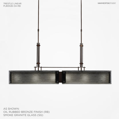 Hammerton Studio Urban Loft 44" Wide Artisan Crafted Linear LED Chandelier with Hand Textured Glass