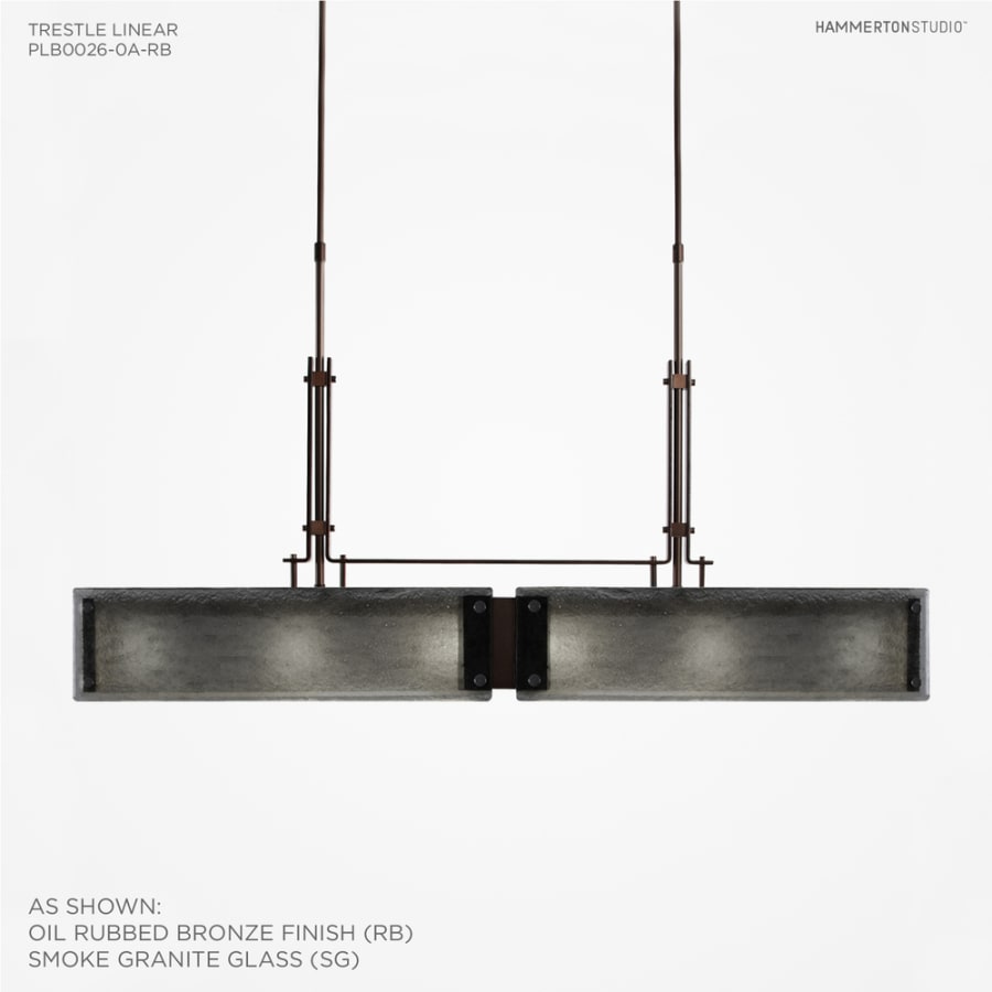 Hammerton Studio Urban Loft 44" Wide Artisan Crafted Linear Chandelier with Hand Textured Glass
