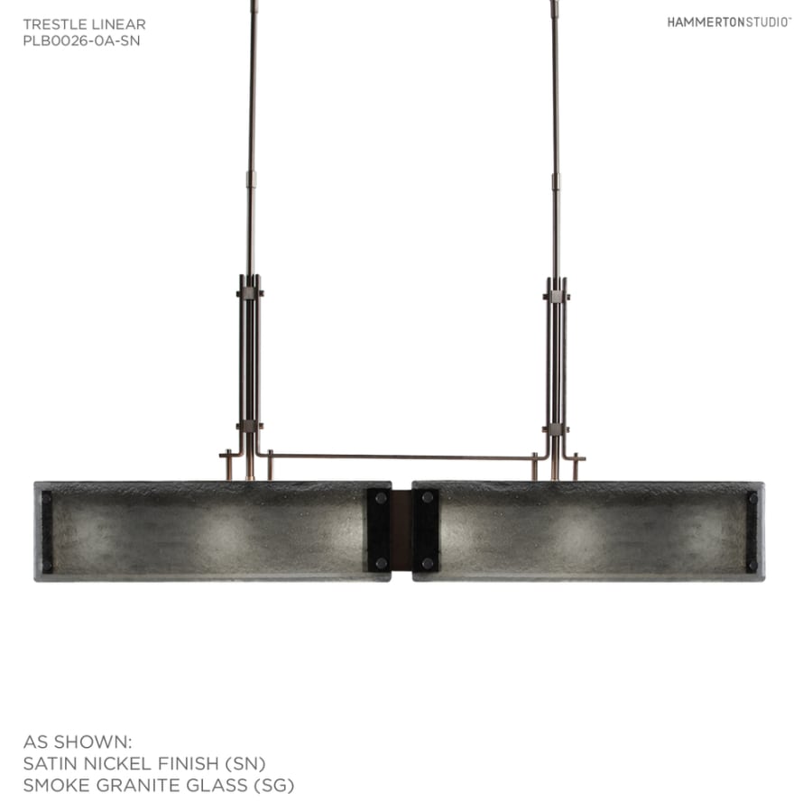 Hammerton Studio Urban Loft 44" Wide Artisan Crafted Linear Chandelier with Hand Textured Glass