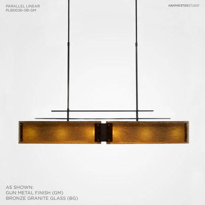 Hammerton Studio Urban Loft Parallel 44" Wide Artisan Crafted Linear Chandelier with Hand Textured Glass