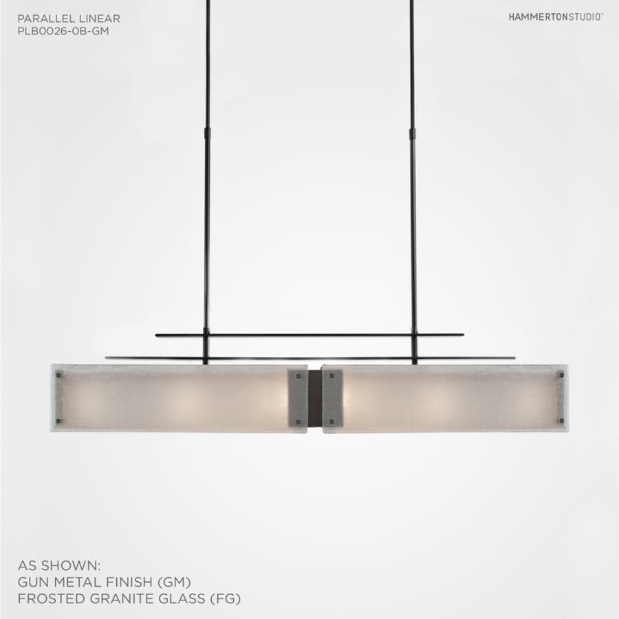 Hammerton Studio Urban Loft Parallel 44" Wide Artisan Crafted Linear Chandelier with Hand Textured Glass