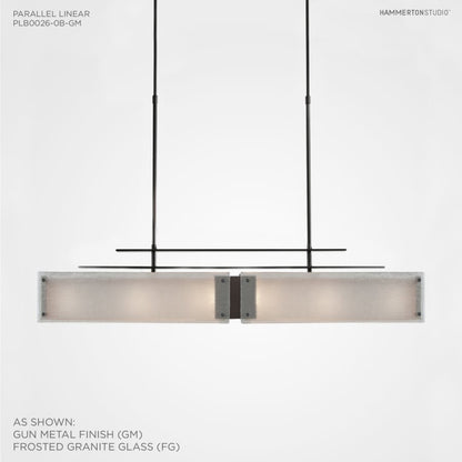 Hammerton Studio Urban Loft Parallel 44" Wide Artisan Crafted Linear Chandelier with Hand Textured Glass