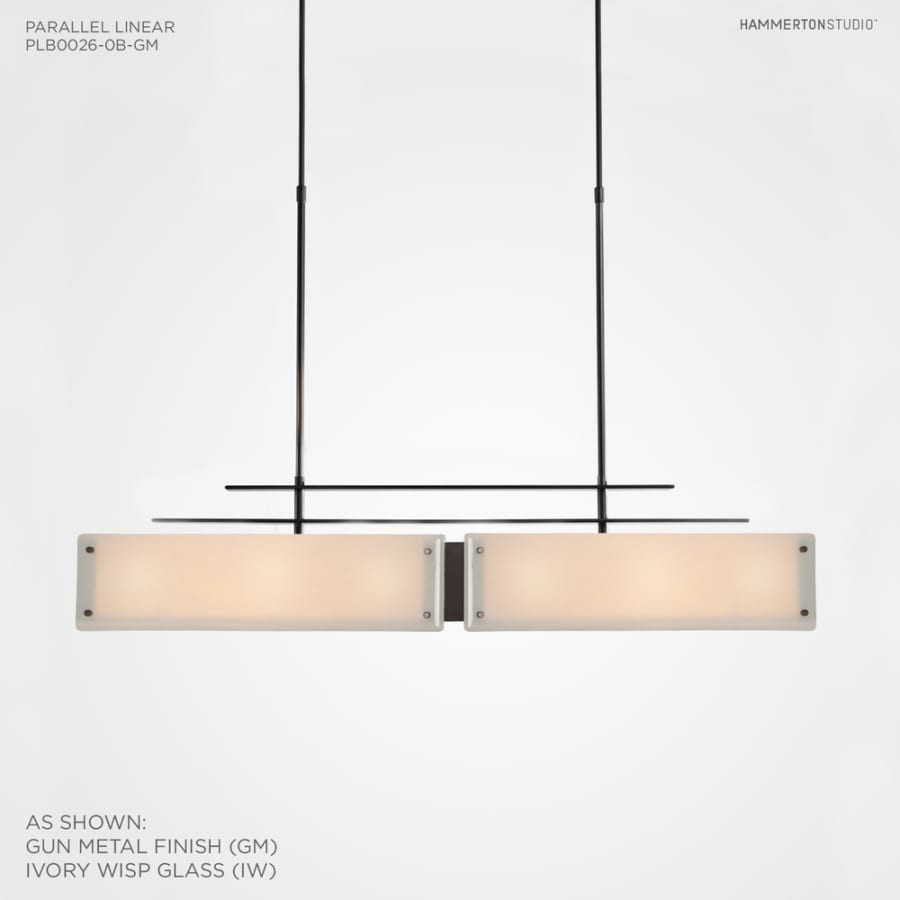 Hammerton Studio Urban Loft Parallel 44" Wide Artisan Crafted Linear Chandelier with Hand Textured Glass