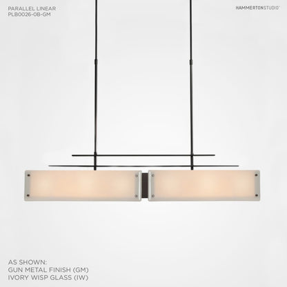 Hammerton Studio Urban Loft Parallel 44" Wide Artisan Crafted Linear Chandelier with Hand Textured Glass