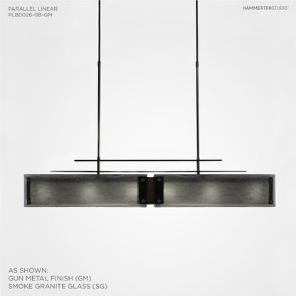 Hammerton Studio Urban Loft Parallel 44" Wide Artisan Crafted Linear Chandelier with Hand Textured Glass