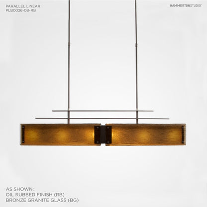 Hammerton Studio Urban Loft Parallel 44" Wide Artisan Crafted Linear Chandelier with Hand Textured Glass