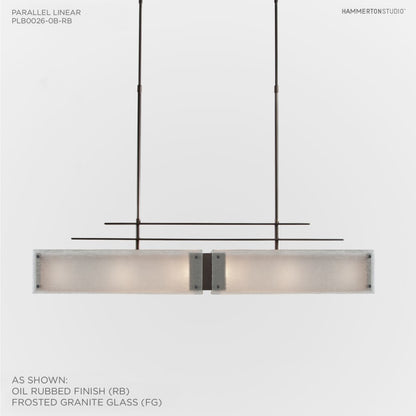 Hammerton Studio Urban Loft Parallel 44" Wide Artisan Crafted Linear Chandelier with Hand Textured Glass