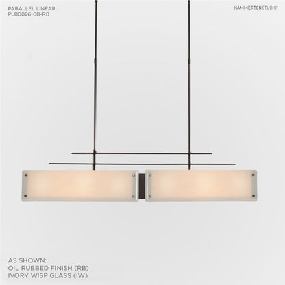 Hammerton Studio Urban Loft Parallel 44" Wide Artisan Crafted Linear Chandelier with Hand Textured Glass