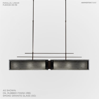 Hammerton Studio Urban Loft Parallel 44" Wide Artisan Crafted Linear Chandelier with Hand Textured Glass