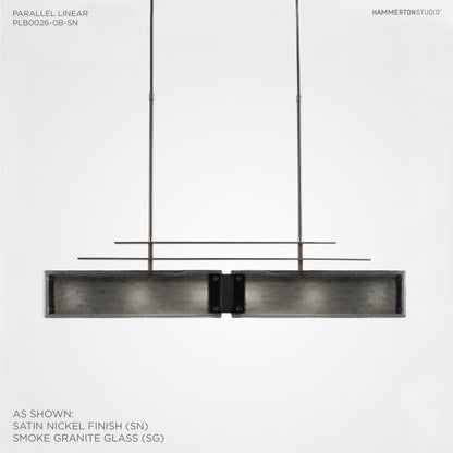 Hammerton Studio Urban Loft Parallel 44" Wide Artisan Crafted Linear Chandelier with Hand Textured Glass