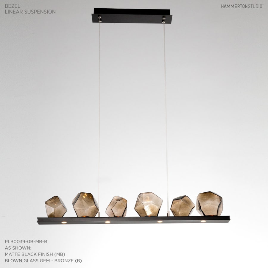 Hammerton Studio Gem 44" Wide 10 Light Hand Blown Glass LED Linear Suspension