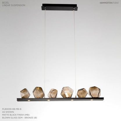 Hammerton Studio Gem 44" Wide 10 Light Hand Blown Glass LED Linear Suspension