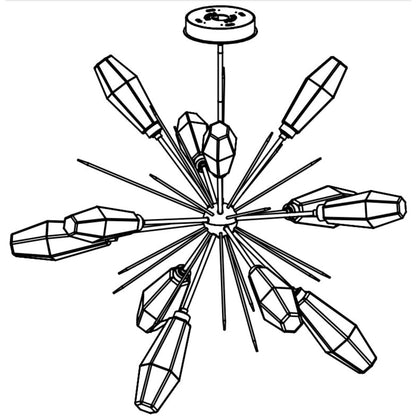 Hammerton Studio Aalto 45" Wide Artisan Crafted Geometric Optic Glass 12 Light Starburst Chandelier