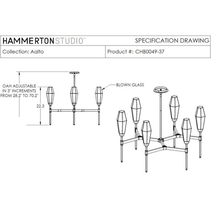 Hammerton Studio Aalto 37" Wide Artisan Crafted Geometric Optic Glass 6 Light Chandelier