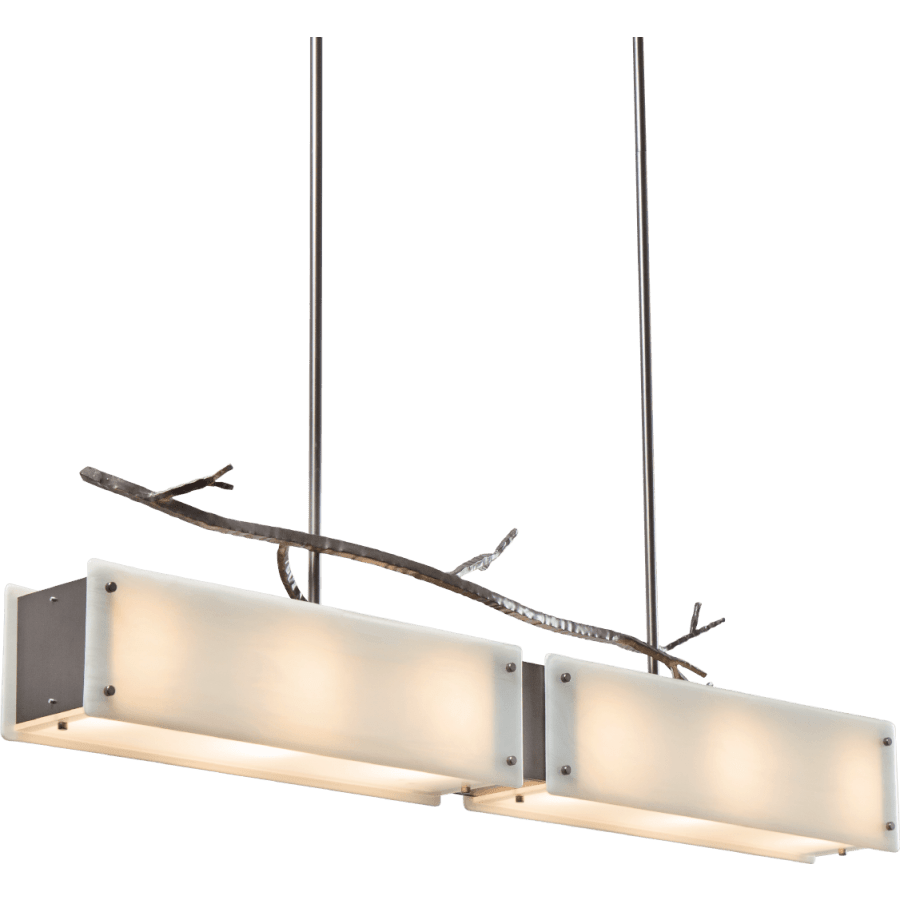Hammerton Studio Ironwood 44" Wide Artisan Crafted Linear Chandelier with Hand Textured Glass and Sculpted Steel