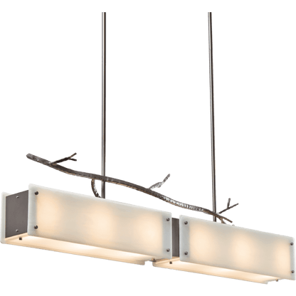 Hammerton Studio Ironwood 44" Wide Artisan Crafted Linear Chandelier with Hand Textured Glass and Sculpted Steel