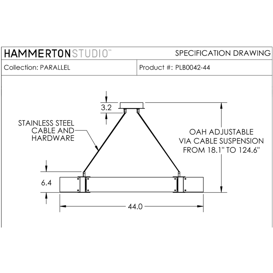 Hammerton Studio Parallel 12 Light 44" Hand Textured Glass LED Chandelier