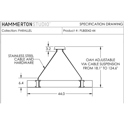 Hammerton Studio Parallel 12 Light 44" Hand Textured Glass LED Chandelier