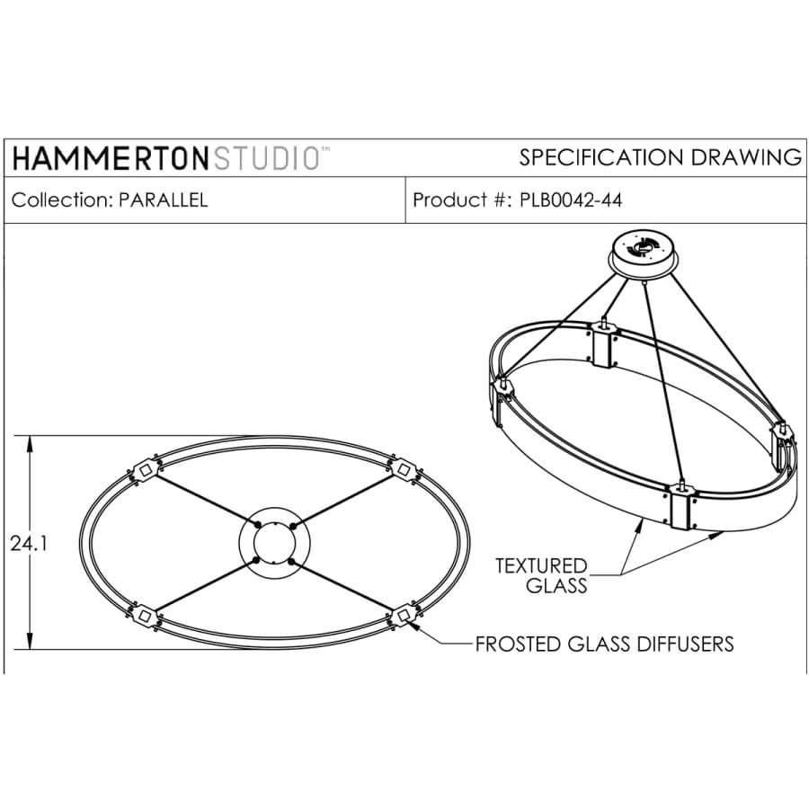 Hammerton Studio Parallel 12 Light 44" Hand Textured Glass LED Chandelier