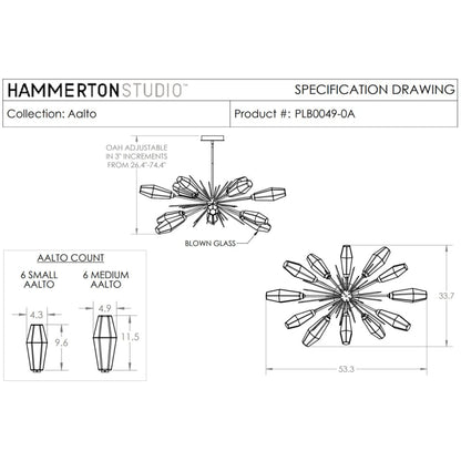 Hammerton Studio Aalto 53" Wide Artisan Crafted Geometric Optic Glass 12 Light Oval Starburst Chandelier