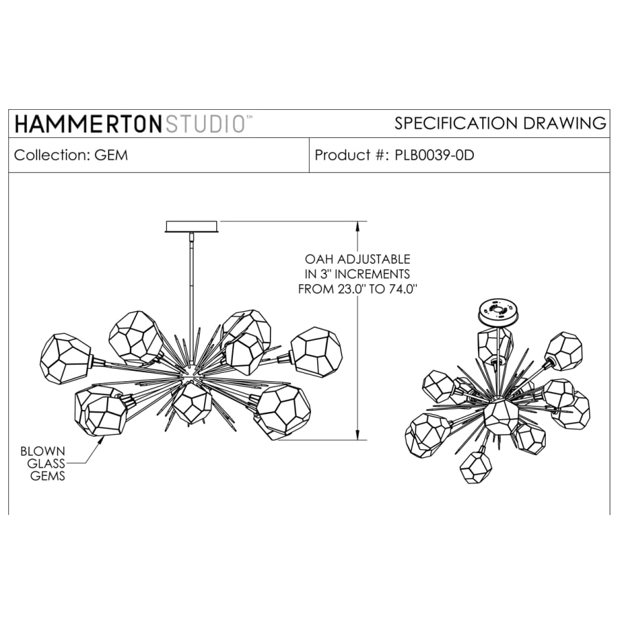 Hammerton Studio Gem Oval Starburst 12 Light 48" Wide LED Chandelier