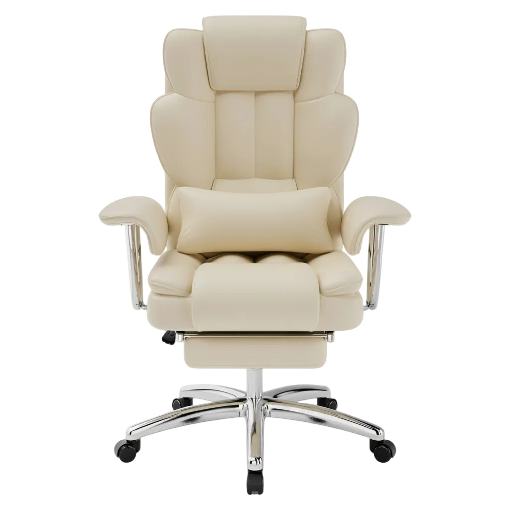 back view of high back office chair with structured design