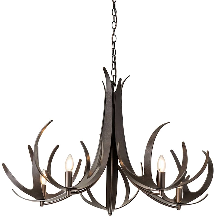 Hubbardton Forge Caribou 5 Light 41" Wide Antler Candle Style Chandelier