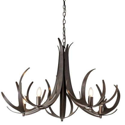 Hubbardton Forge Caribou 5 Light 41" Wide Antler Candle Style Chandelier