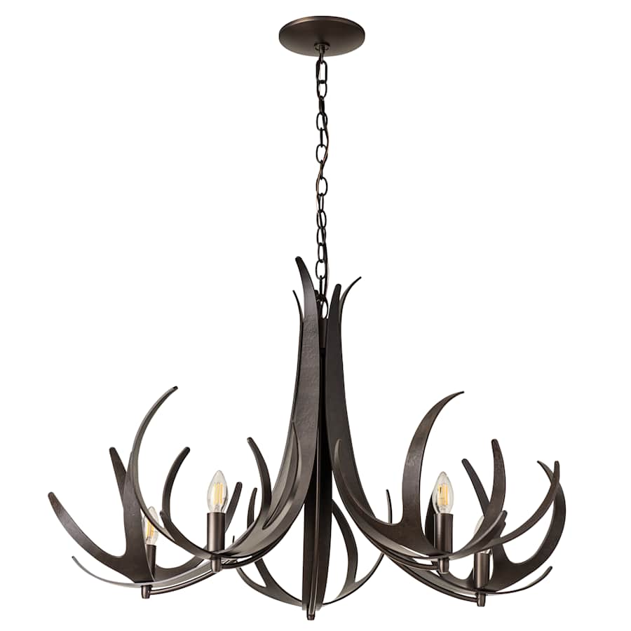 Hubbardton Forge Caribou 5 Light 41" Wide Antler Candle Style Chandelier
