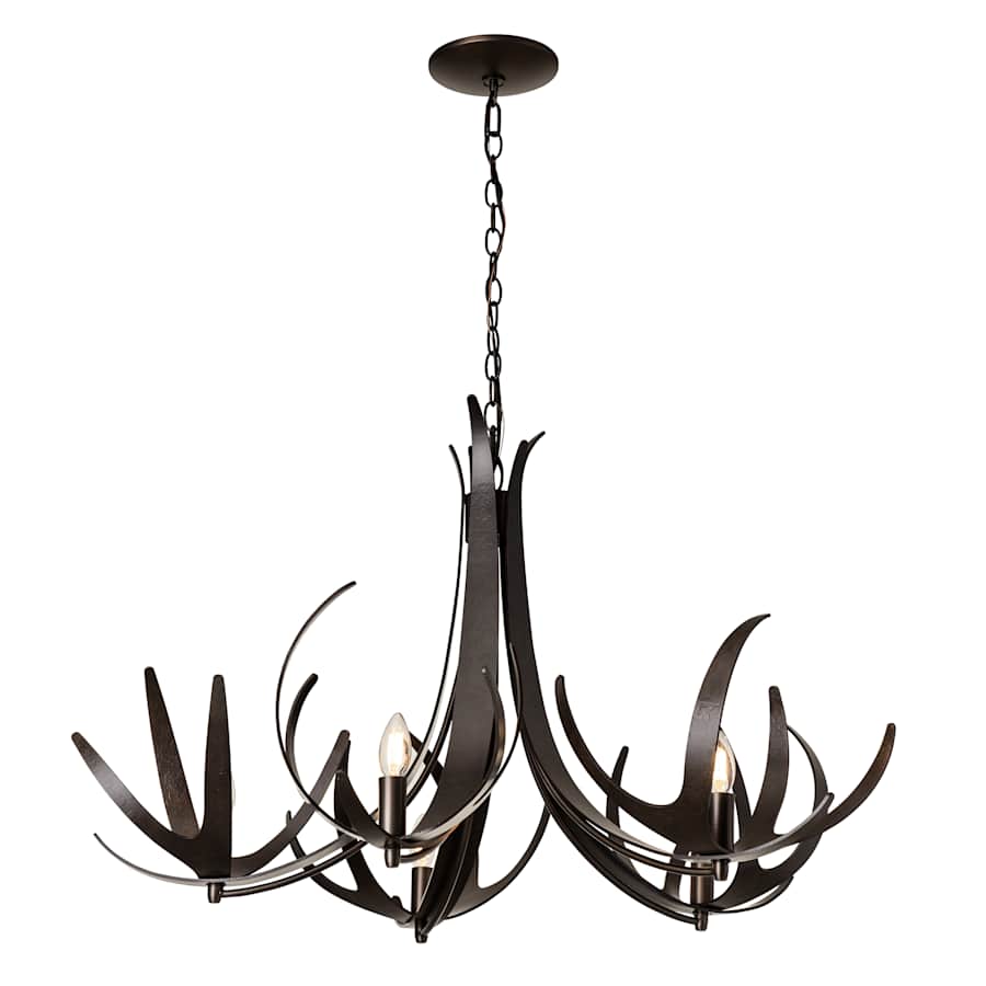 Hubbardton Forge Caribou 5 Light 41" Wide Antler Candle Style Chandelier