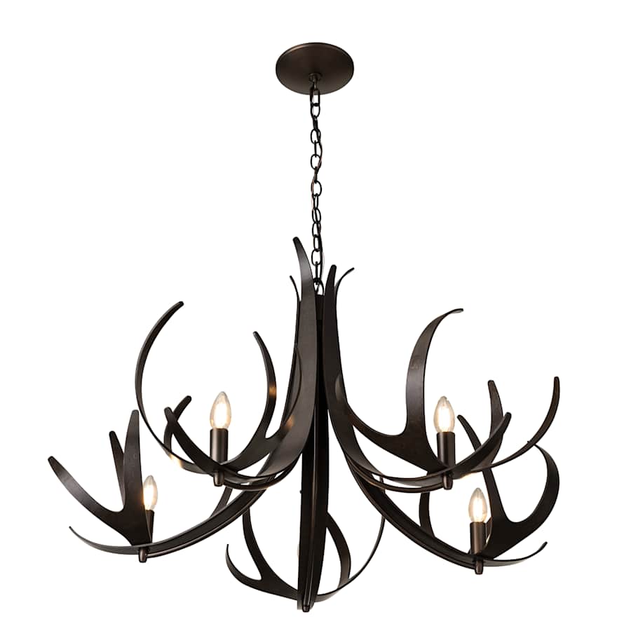 Hubbardton Forge Caribou 5 Light 41" Wide Antler Candle Style Chandelier